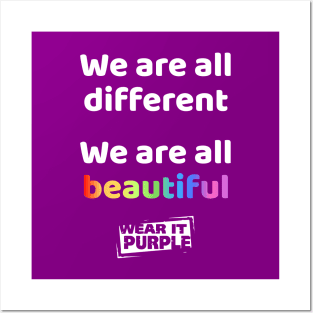 Wear It Purple Day We are all different We are all beautiful Posters and Art